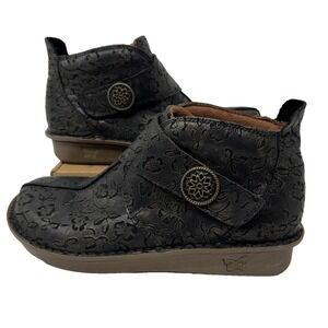 Alegria Caiti Rose Black  Embossed Ankle Boots Women's Size 8.5 US 39 EU